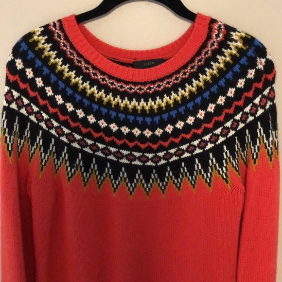 Jcrew Fair Aisle wool red/orange sweater Small - Picture 6 of 6